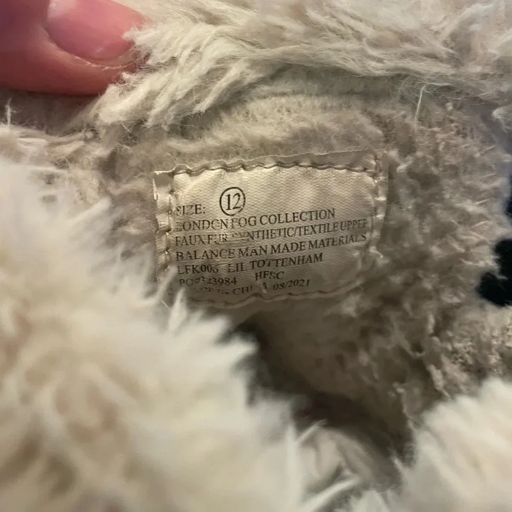 London Fog winter boots girls gray with/pink trim with faux fur lining size 12